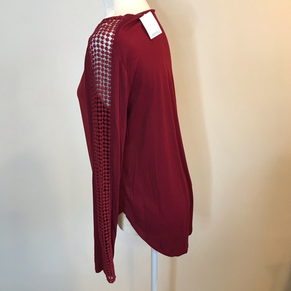 NEW Ann Taylor LOFT Red Long Sleeve Shirt Knit S - Picture 3 of 6
